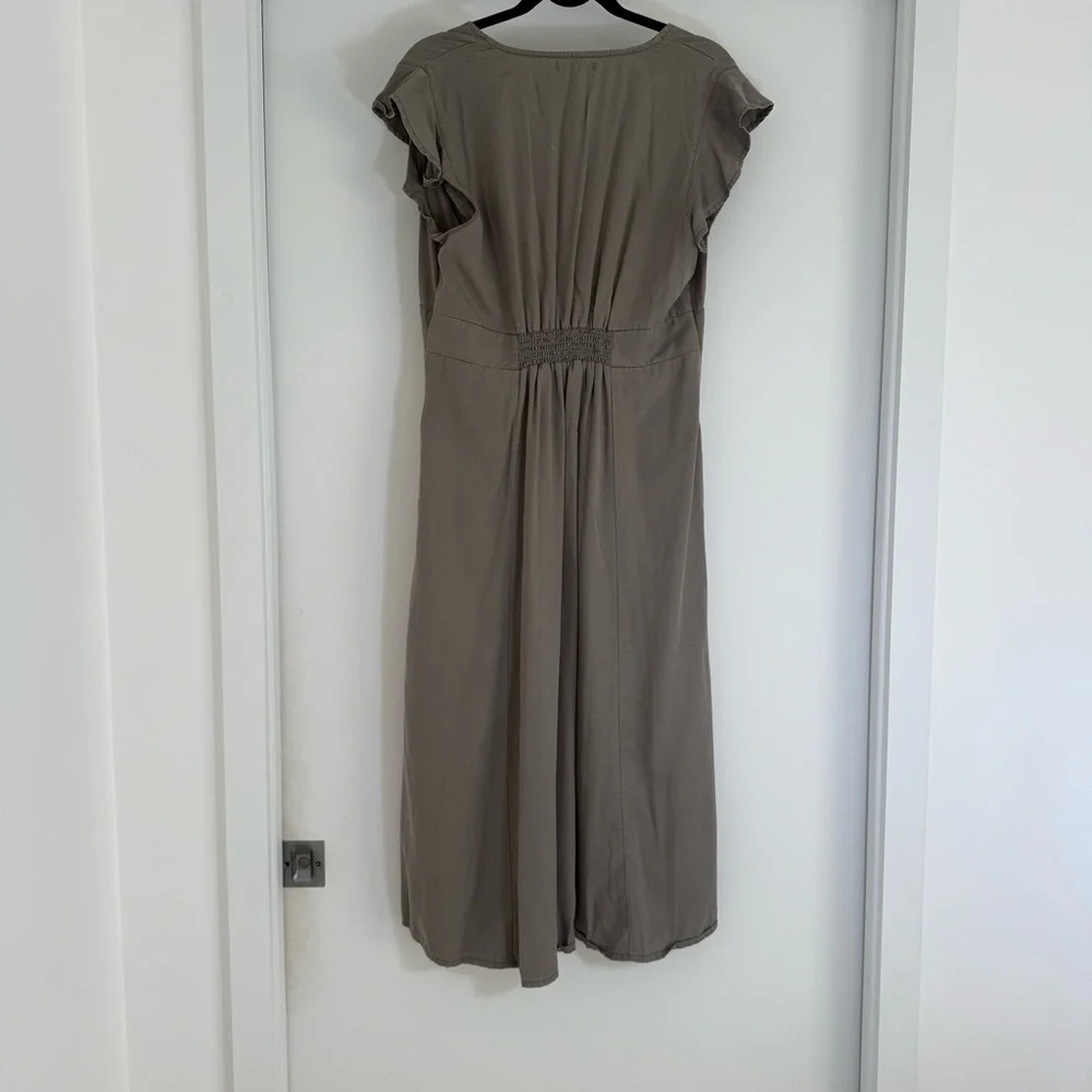 Quince Vintage Wash Tencel Button Front Midi Dress Olive Green Large Cottagecore - Picture 10 of 14